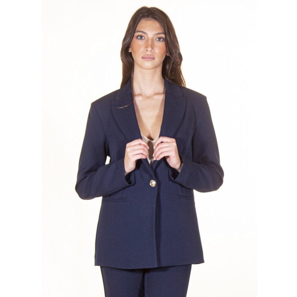 Maryley solid-colored single-breasted Blazer Navy jacket Women's size Large/46